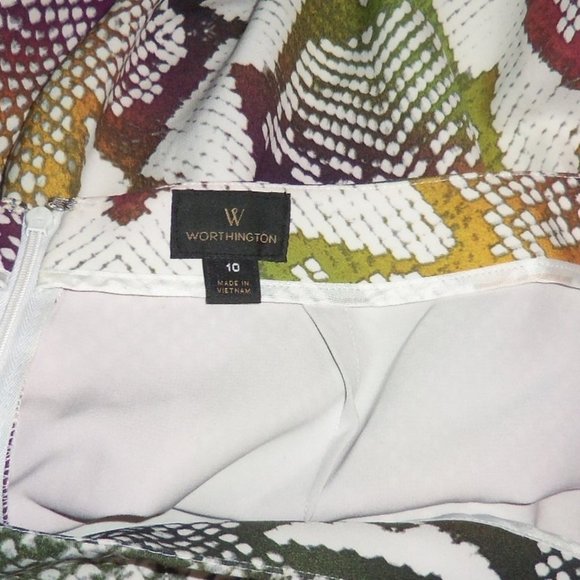 Worthington Snakeskin Colorful Print Stretch Skirt - Women’s Size 10 - Picture 6 of 9